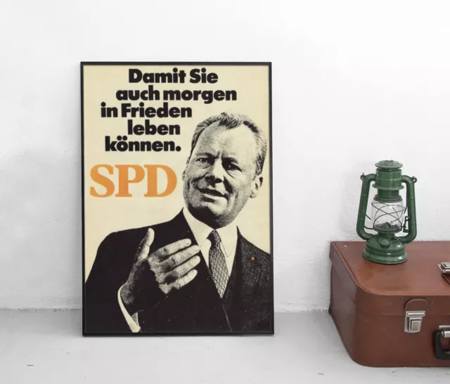 Poster SPD Willy Brandt -In Frieden leben können- 1969 Plakat Wahlen Wahlplakat