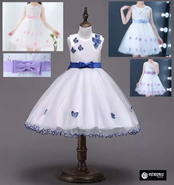 Vestito Bambina Abito Cerimonia Farfalle Girl Party Tulle Princess Dress CDR070B