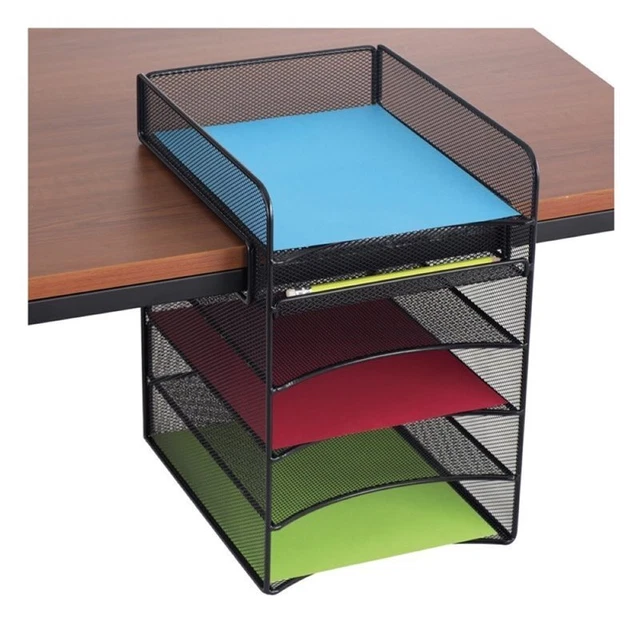 Safco Onyx Horizontal Hanging Metal Desk Organizer in Black