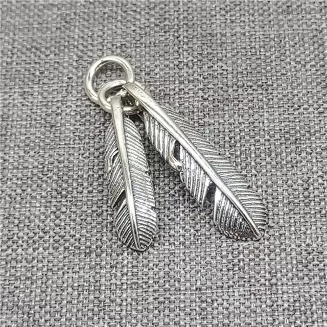 925 Sterling Silver Double Feather Charm Pendant