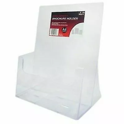 4 x   Deflect-o  A4 Portrait Brochure Display Holder Extra Cap Counter Top 39132