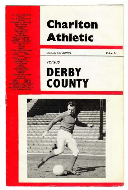Charlton Athletic v Derby County - 1965-66 Division Two - Football Programme