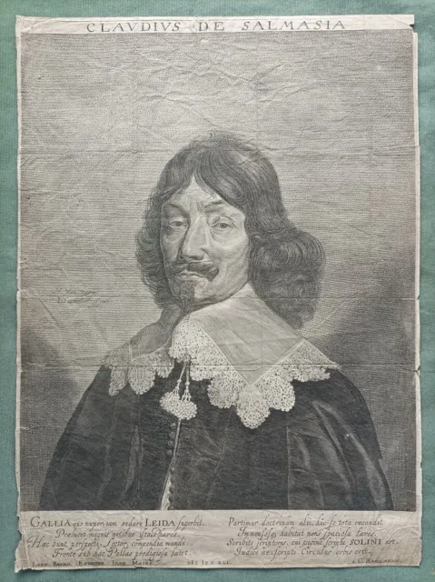 CLAUDIUS DE SALMASIA Claude Saumaise (1588-1653) Incisione su rame del 1641