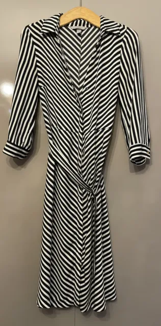 H&M stripe print button up dress - size 8