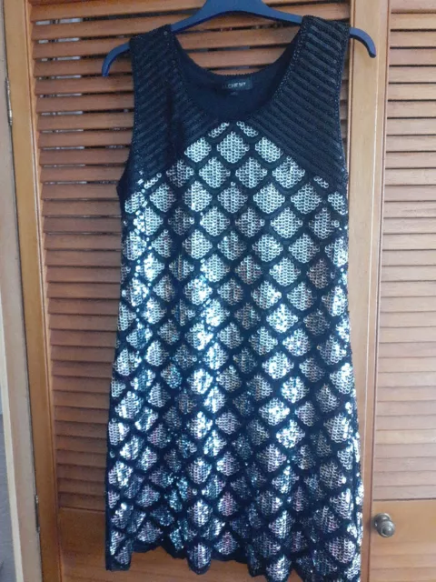 Fab Black & White Sequined 1960's Style Dress By Alchemy Size Medium