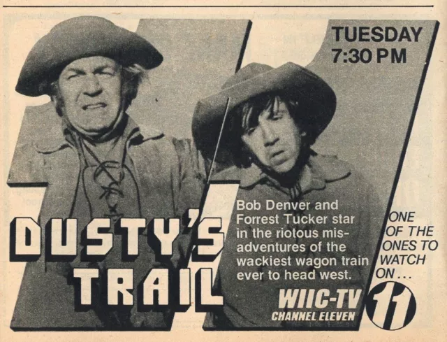 1973 WIIC TV AD DUSTY'S TRAIL BOB DENVER & FORREST TUCKER Whackiest Wagon Train