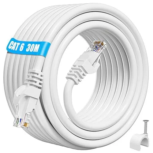 Veetop Cable Ethernet 30m, Rj45 Cat 7 Plat Haute Vitesse avec