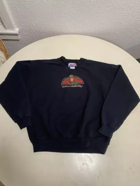 Colonial Williamsburg Sweatshirt Crewneck Embroidered M Black Vintage 90s