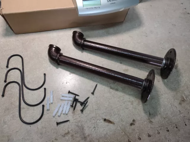 Pipe Shelf Industrial Wall Brackets Iron Bracket Floating Diy Shelves Hammered