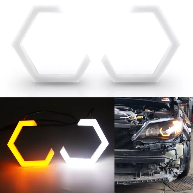 Hex Halo Rings Angel Eyes Switchback LED Cotton Lights Tuning Car Accessories