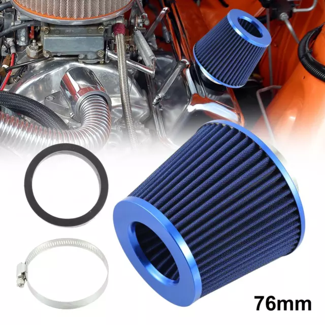 1pcs 2.5" 65mm Reducer Ring Replacement Washable Clamp on Dry Air Filter Blue