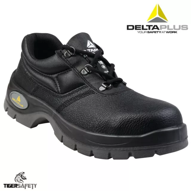 Delta plus Jet 2 S1 Noir Cuir Hommes Acier Bout Coqué Sécurité Chaussures Ppe