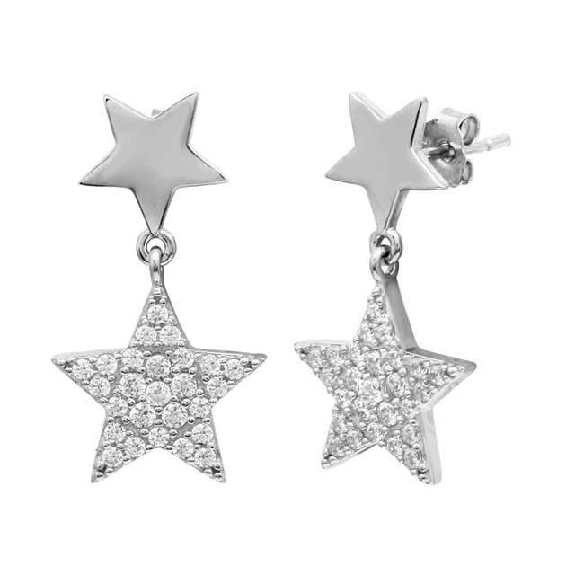 Boucle D'oreille Clou Trèfle Zircon Cubique | Argenté | Porte-bonheur