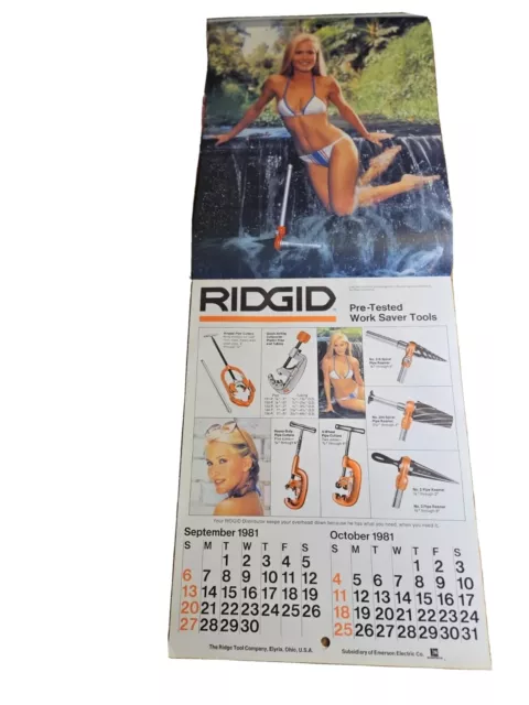 Vintage Ridgid Tools Pin Up Calendar 1981-1982 Ridge Tool Company Swimsuit Girls