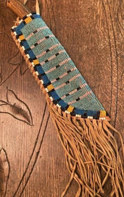 Sioux Tribe Native American Indian Beaded Knife Sheath Suede Leather Cover SU23