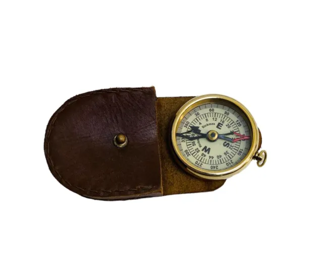Brass Antique 2" Pocket Ross London Compass With Case Collectible Vintage Gift