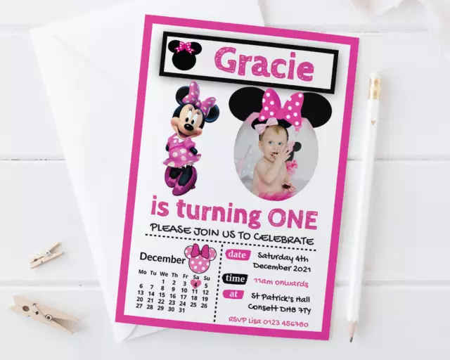 10 Personalised Disney Minnie Mouse Mickey Mouse Birthday Party Invitations 3