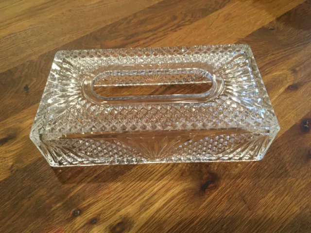 Elegant Hollywood Regency Style Clear LEAD CRYSTAL Rectangle Tissue Box Cover