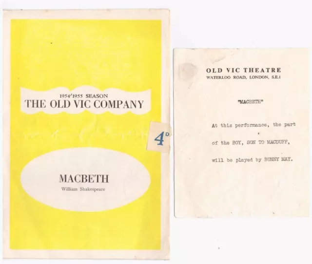 Macbeth The Old Vic Company 1954/1955 Season Theatre Programme