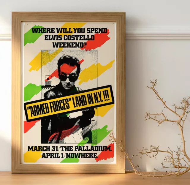 Elvis Costello & The Attractions 1989 - Live Concert Tour Poster 36"x24"