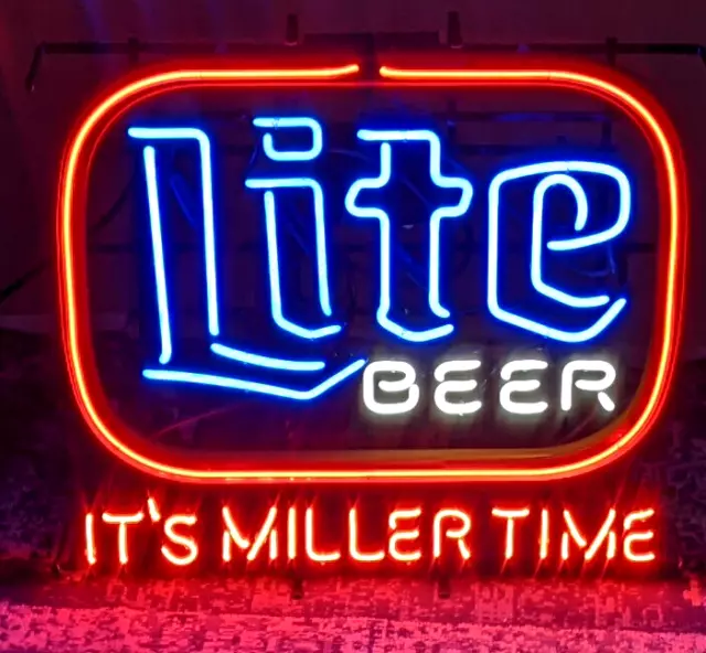 Extra Large Miller Lite Neon Promo Beer Sign "It's Miller Time"