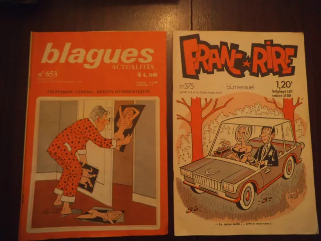 1973 = 2 Revues = Franc Rire N° 375 + Blagues Actualités N° 653 de 1981 Montagné