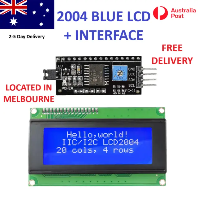 2004 20X4 Blue LCD Display Screen IIC I2C SPI Interface Arduino PI ESP32 AU