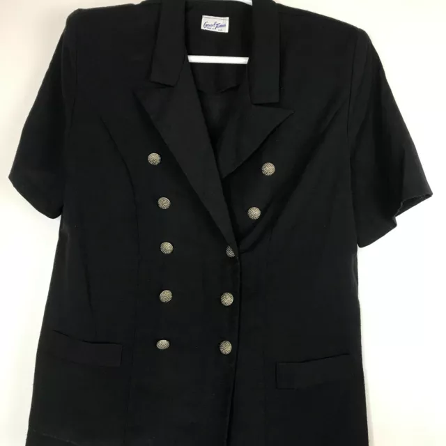 Vintage 80s Lino Giacca da Donna Grande Leggero Nero Buono Tempi