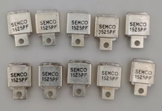 Lot of 10 Capacitors - SEMCO 1525pF 500V Metal Cased Mica Capacitor