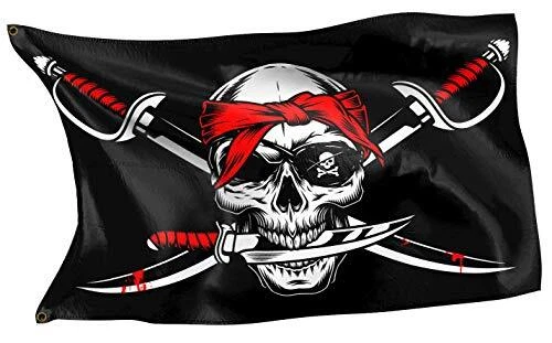 RAHMENLOS Drapeau pirate des Caraïbes original.
