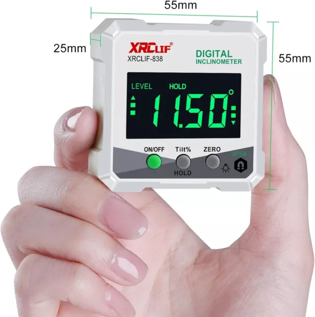 Digital Angle Finder, XRCLIF Protractor/Angle Gauge with LCD, Mini Inclinometer 2