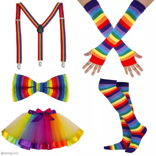 [dhjkjqsw-2] 1970s 80s Fancy Outfits Rainbow Costume Accessories Christmas Tutu