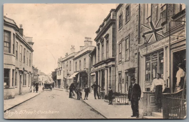 CORSHAM High Street Shops Children Lady Gents Postcard Wiltshire Postmark 1927