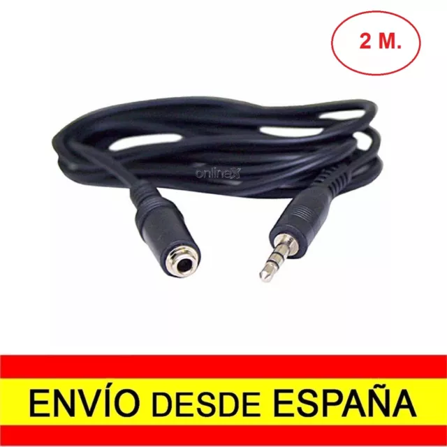 Cable Audio Adaptador 2 Metros Mini Jack 3,5mm Macho a Hembra Calidad a1655