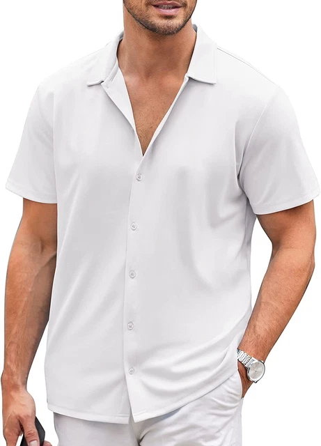 COOFANDY Mens Casual Button Down Shirt Short Sleeve Wrinkle Free Shirts Summer S