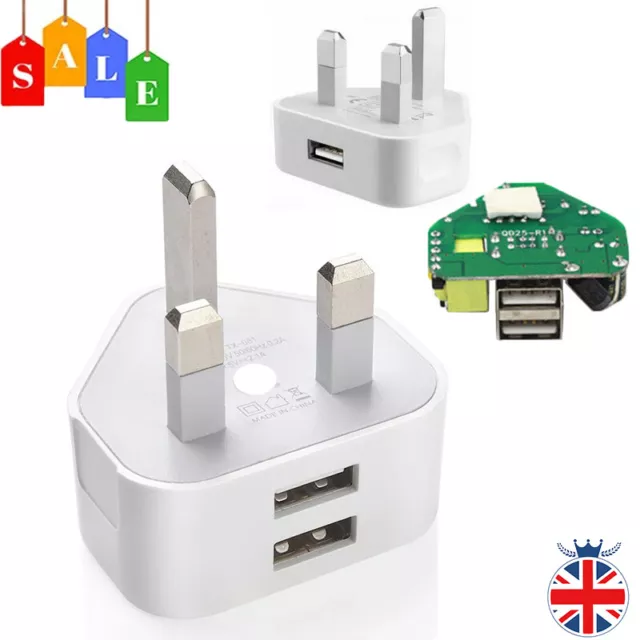 Reino Unido ~ Mains 2 pines adaptador cargador de pared USB para teléfonos tabletas