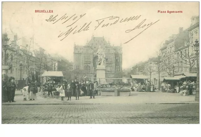 belgique. n°35699.bruxelles.place agnessens.marché