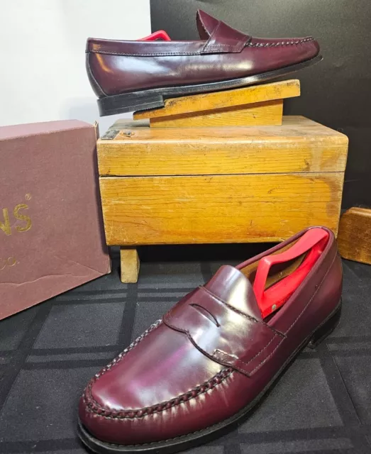 G.H. Bass Weejuns Logan Mens Size 10 D Burgundy Leather Slip On Penny Loafers