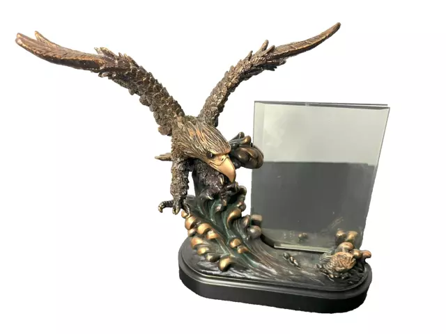 Bald Eagle With Open Wings Soaring Picture Frame - Majestic Bronze Tone Resin