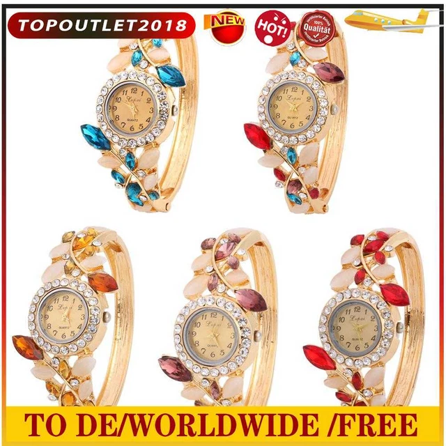 Lvpai Luxury Flower Crystal Bracelet Quartz Watches Women Rhinestone Dial Watch