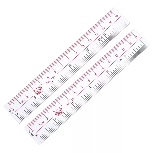 Straight Ruler 15cm 6 Inch Metric Double Scale Plastic Measuring Tool Clear 2pcs