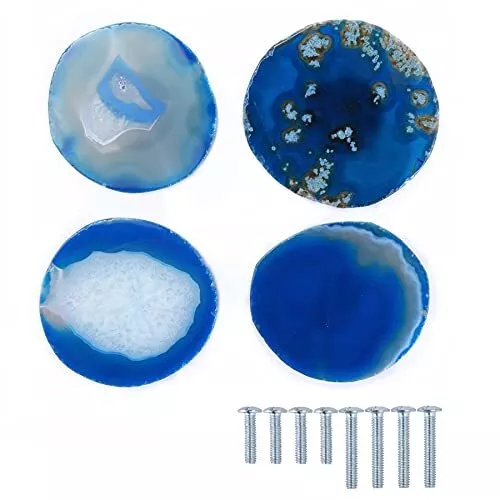 4Pcs/Set Natural Pattern Shape Agate Stone Cabinet Knobs Drawer Handles for F...