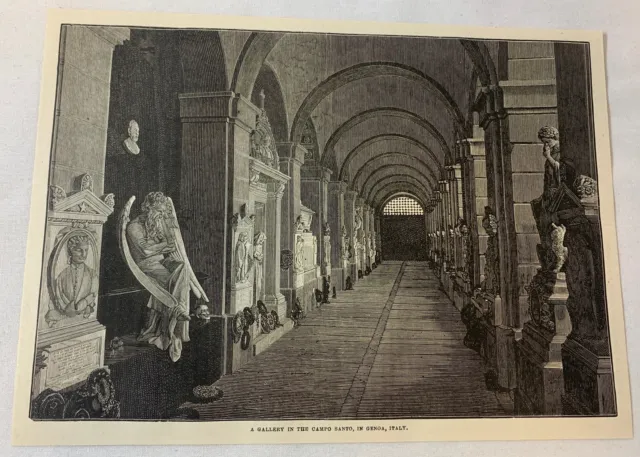 1887 Rivista Incisione ~ Gallery Nel Campo Santo Genova, Italia