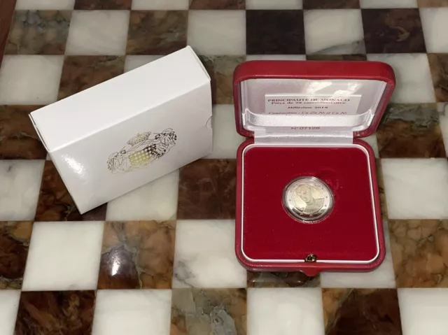 2 Euro Commemorativo Monaco 2019 Be Proof Honorè Fondo Specchio Pp Cofanetto Box