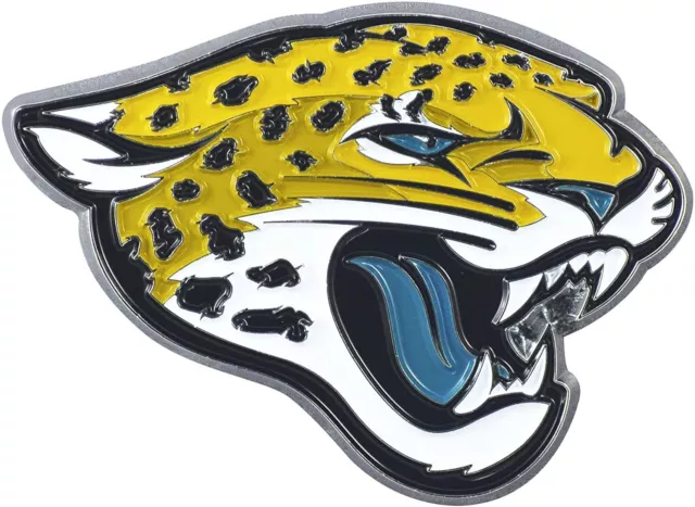 Jacksonville Jaguars Premium Solid Metal Raised Auto Emblem, Team Color,...