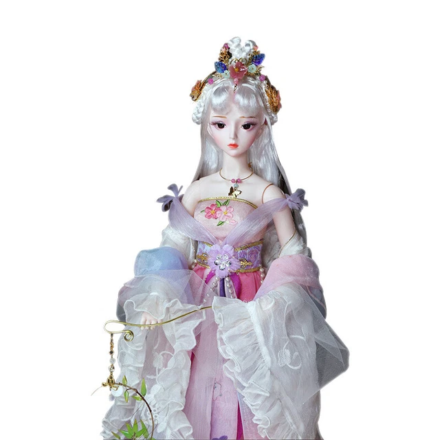 Full Set 1/3 60cm BJD Doll for Girls Gift with Face Makeup Wig Eyes Clothes Toy