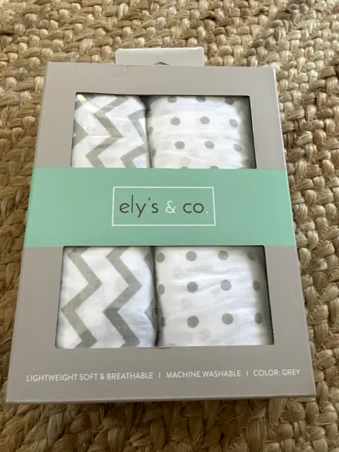 NEW BASSINET Ely's & Co Crib Sheet Set 100% Jersey Cotton Chevron and Polka dots