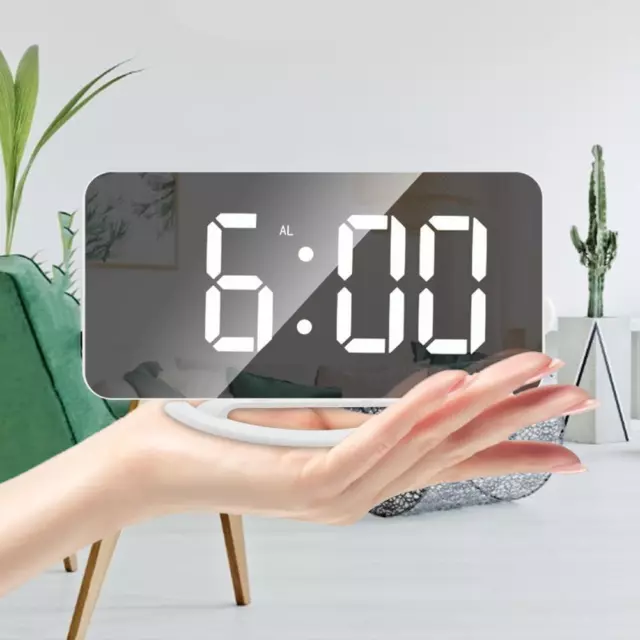 fr LED Mirror Display Wake Up Clock Electronic Auto Photosensitive Alarm Clock