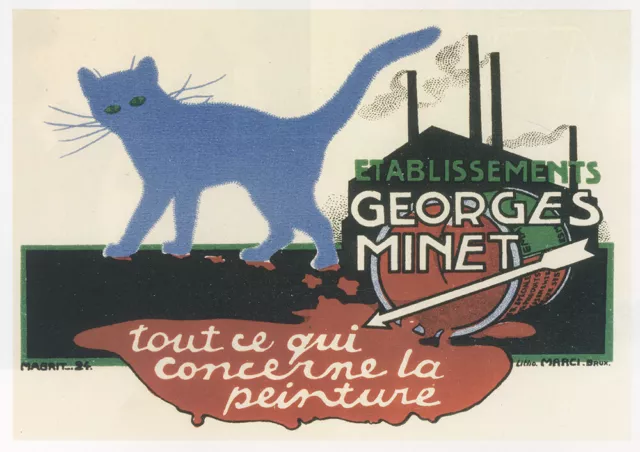 Etablissements Georges Minet Rene Magritte Katze Kunstdruck Werbung 793