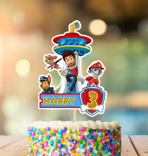 Paw Patrol Personalised Birthday Cake Topper For Kids Party Decor boys 2nd 3rd